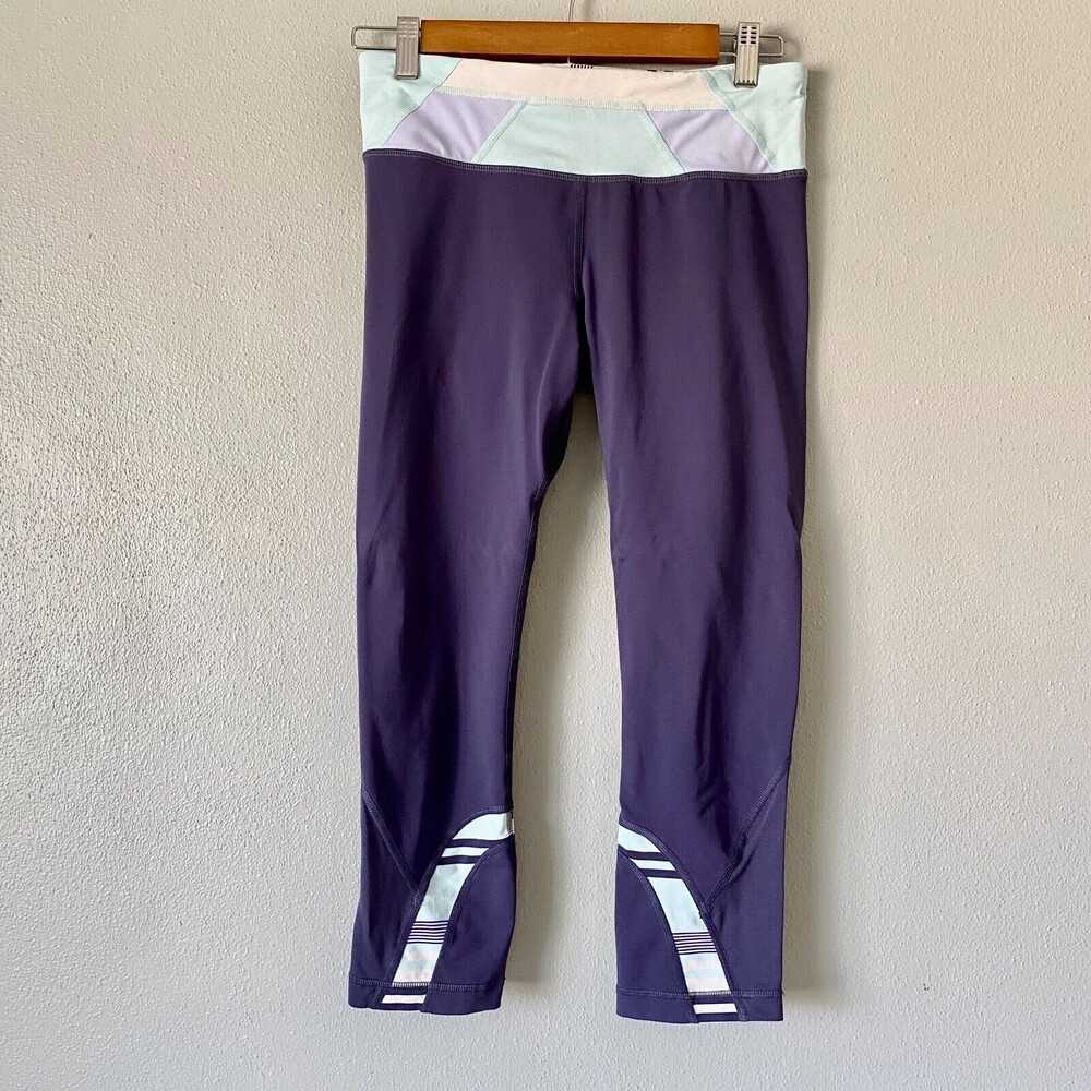 LULULEMON Run Crop Inspire Midnight Blue and Paste Running Leggings Women's 6